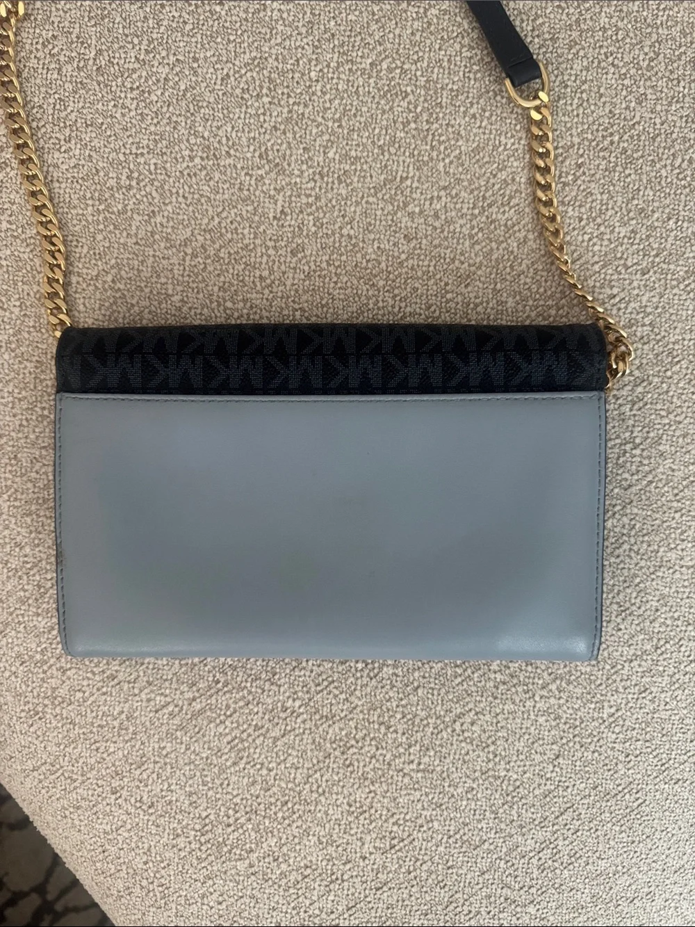Michael Kors Navy, Light Blue and White Logo Chain Crossbody Bag